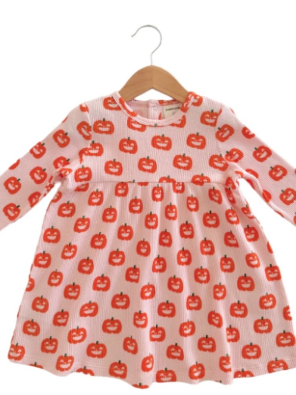 NWT! SpearmintLove Organic Waffle Simple Dress, Blush Jack-O-Lantern